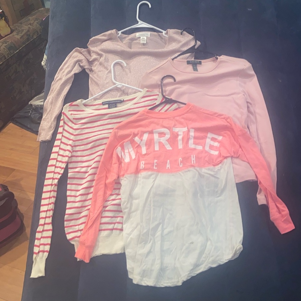 Bundle pink long sleeve t shirts. Size S. 4 total